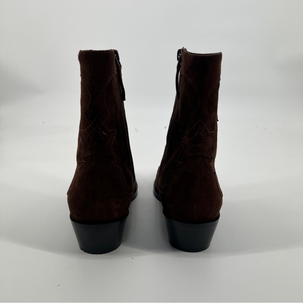 Bibi Lou Short Western Brown Suede Star Embroidered Point Toe Cowgirl Booties 37 - Picture 10 of 14